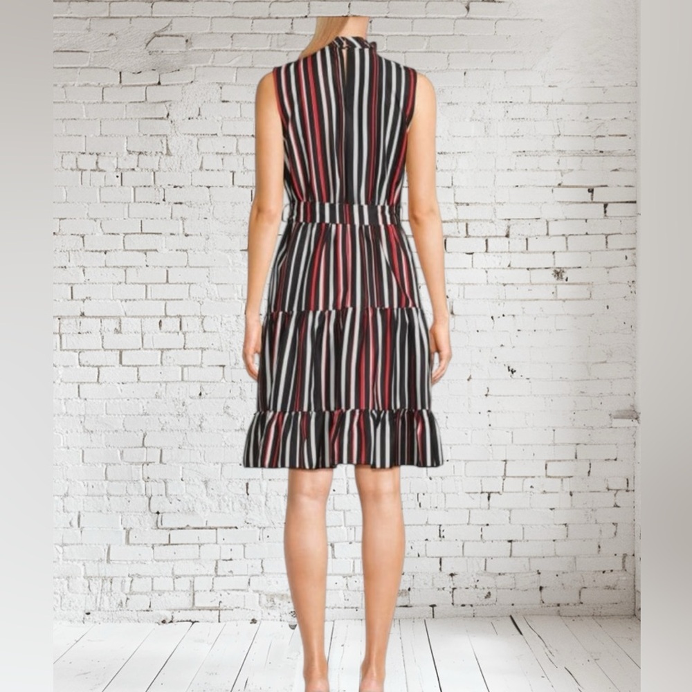 Area Stars Tiered Midi Dress Large NWT Sleeveless Smocked Back Belted - Picture 3 of 4